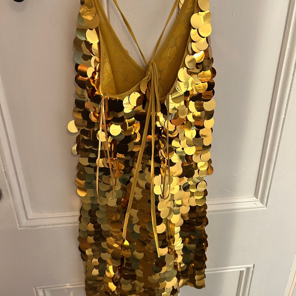 silence + noise Gold Sequin Slip Dress - Picture 2 of 3
